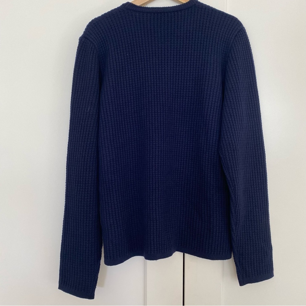 Engineered Garments Crew Neck Fisherman Sweater in Navy‎ Waffle - Picture 5 of 11